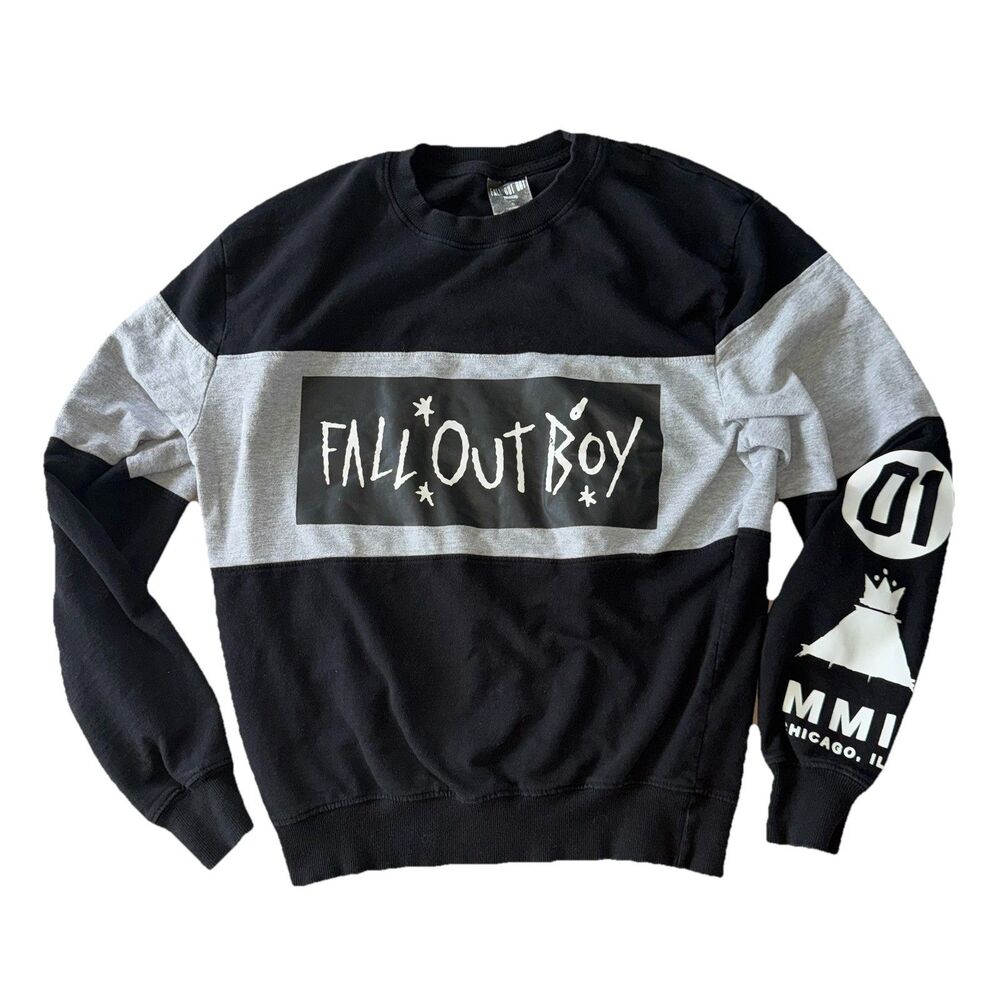 Fall Out Boy Manhead Pullover Sweater Sz Small - Black MMI Chicago Punk Music